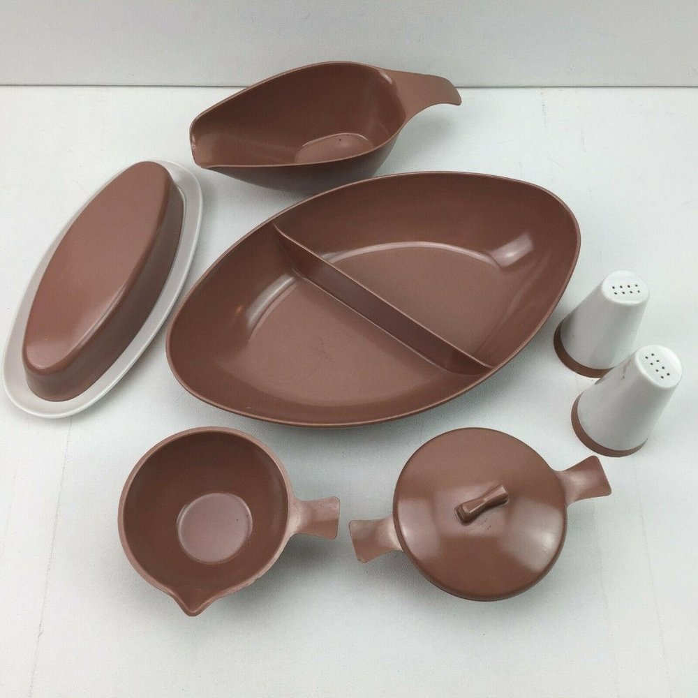 Vintage Marcrest Melmac Melamine Brown Lot Serving